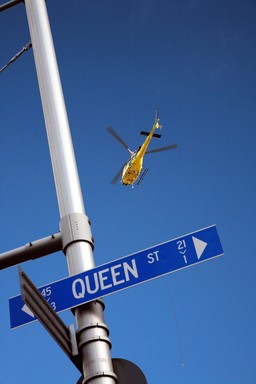  This was the lifting of equipment to a building high above Queen St